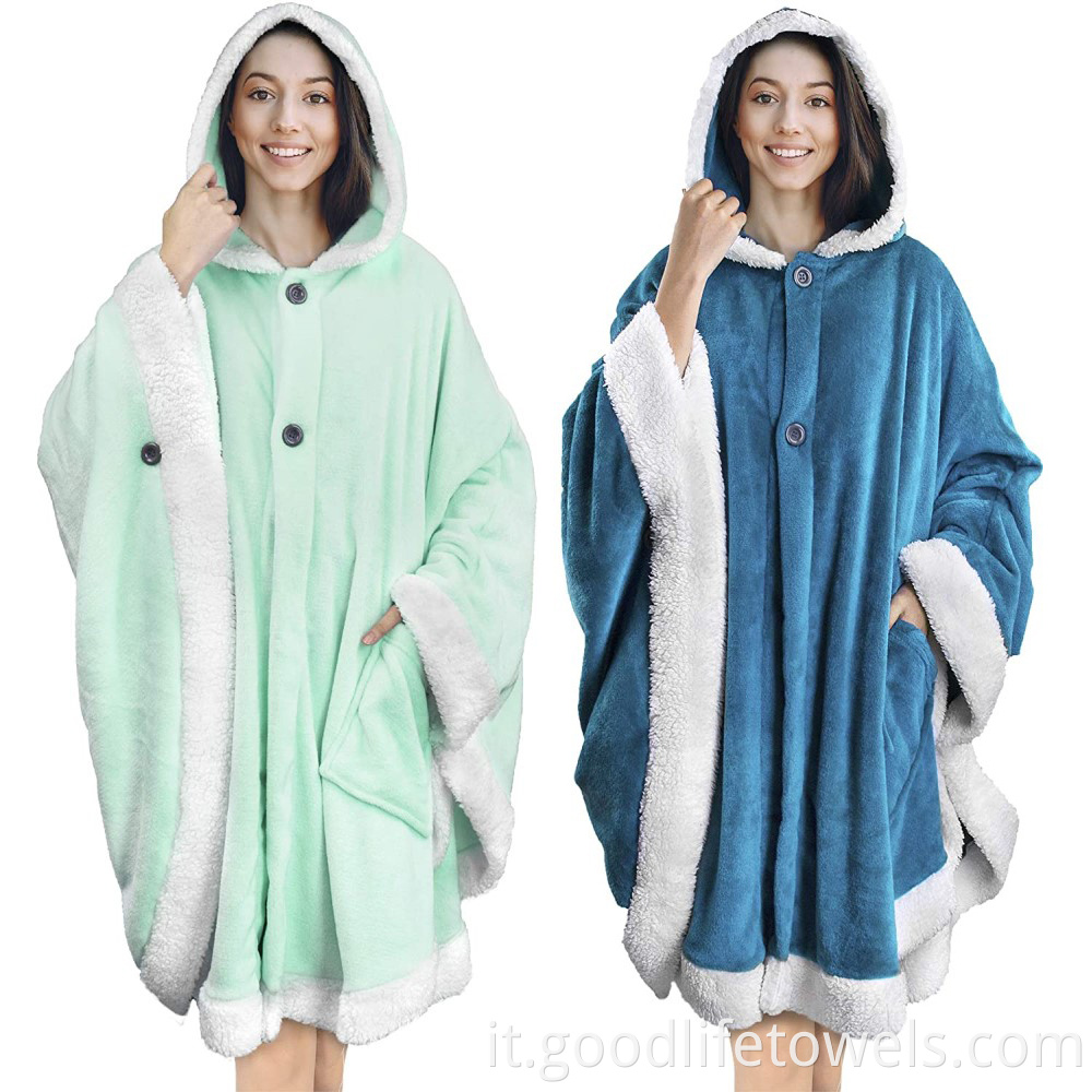 Wearable Sweatshirt Hooded Blanket With Pocket